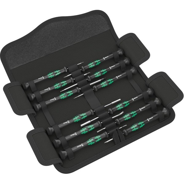 Wera Micro 12 Electronics 1 Juego Destornillador estándar negro/Verde Juego de destornilladores para usos electrónicos