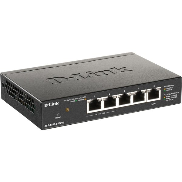 D-Link DGS-1100-05PDV2 switch Gestionado  Interruptor/Conmutador Gestionado Gigabit Ethernet (10/100/1000) Bidireccional completo (Full duplex) Energía sobre Ethernet (PoE)