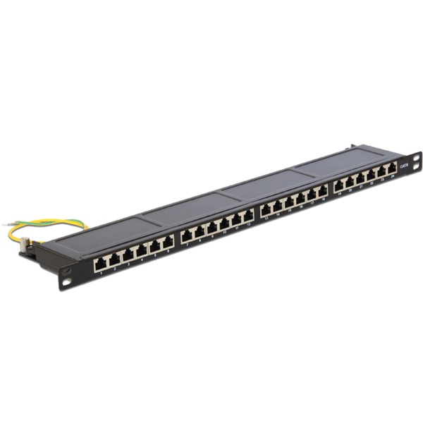 DeLOCK 43316 panel de parcheo 0.5U Patch Panel negro RJ-45 LSA Negro Metal Montaje en bastidor 0.5U 482,6 mm