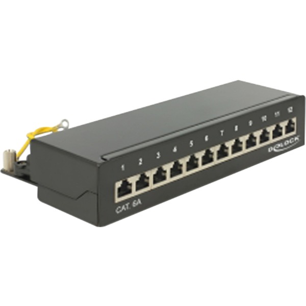 DeLOCK 87676 panel de parcheo Patch Panel negro Cat6a Negro 218 mm 108 mm 44,2 mm Caja