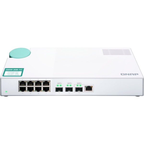 QNAP QSW-308-1C switch No administrado Gigabit Ethernet (10/100/1000) Blanco Interruptor/Conmutador blanco No administrado Gigabit Ethernet (10/100/1000)