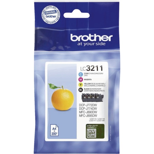 Brother LC-3211VAL cartucho de tinta Original Rendimiento estándar Negro Cian Magenta Amarillo Rendimiento estándar 200 páginas 200 páginas Multipack