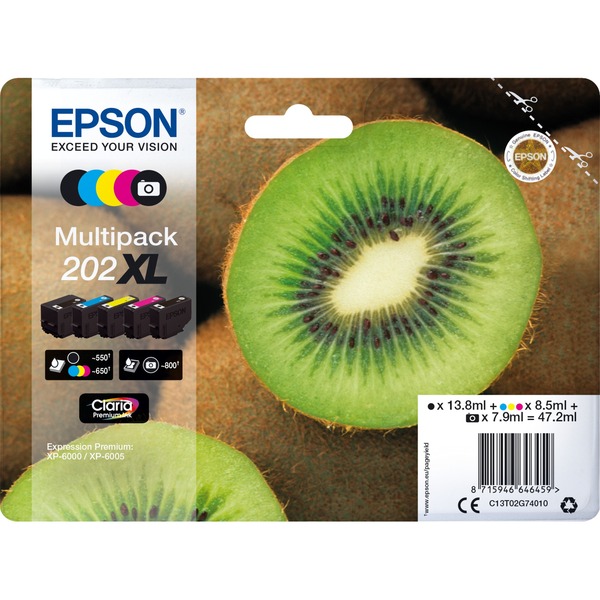 Epson Kiwi Multipack 5-colours 202XL Claria Premium Ink Tinta Alto rendimiento (XL) Tinta a base de pigmentos Tinta a base de colorante 13,8 ml 8,5 ml 1 pieza(s)