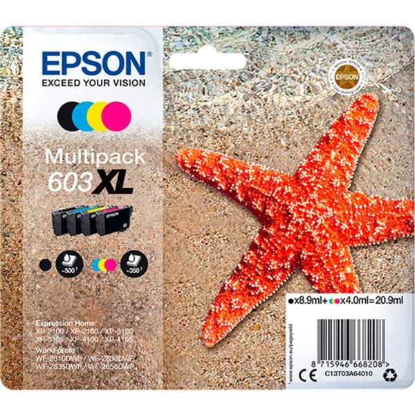 Epson Multipack 4-colours 603XL Ink Tinta Alto rendimiento (XL) 8,9 ml 4 ml 1 pieza(s) Multipack