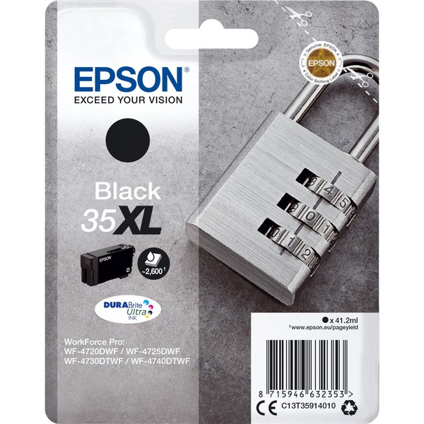 Epson Padlock Singlepack Black 35XL DURABrite Ultra Ink Tinta Alto rendimiento (XL) Tinta a base de pigmentos 41,2 ml 2600 páginas 1 pieza(s)