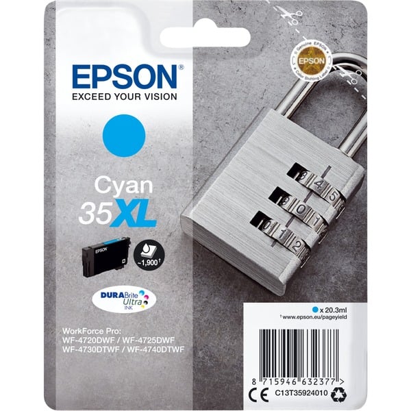 Epson Padlock Singlepack Cyan 35XL DURABrite Ultra Ink Tinta Alto rendimiento (XL) 20,3 ml 1900 páginas 1 pieza(s)