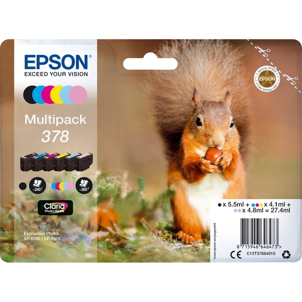 Epson Squirrel Multipack 6-colours 378 Claria Photo HD Ink Tinta Rendimiento estándar 5,5 ml 4,1 ml 1 pieza(s) Multipack