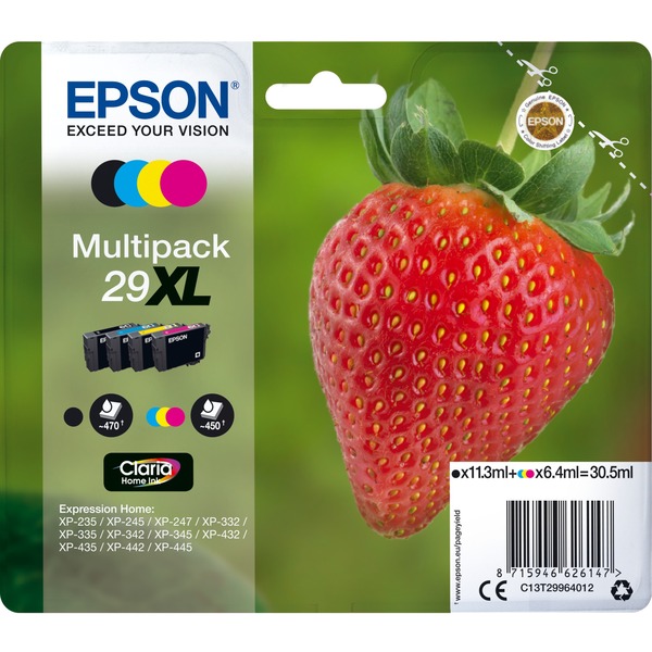 Epson Strawberry Multipack 4-colours 29XL Claria Home Ink Tinta Alto rendimiento (XL) 11,3 ml 6,4 ml 470 páginas 1 pieza(s) Multipack