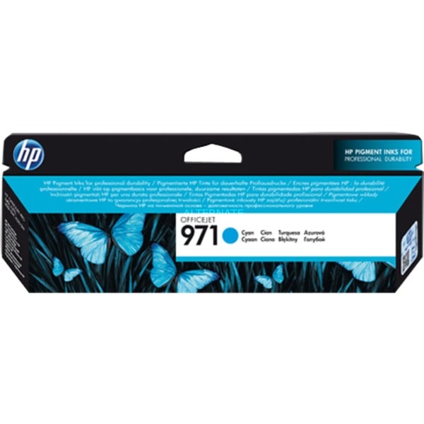 HP Cartucho de tinta original 971 cian Rendimiento estándar Tinta a base de pigmentos 24,5 ml 2500 páginas 1 pieza(s) Minorista