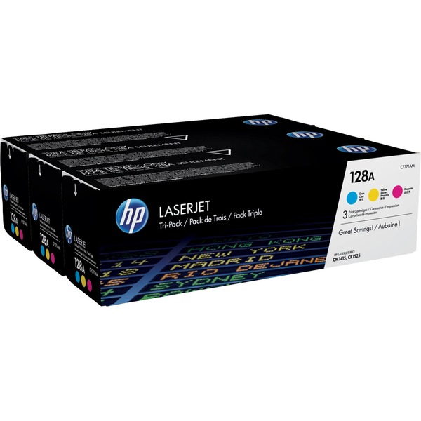 HP Pack de ahorro de 3 cartuchos de tóner original LaserJet 128A cian/magenta/amarillo 1300 páginas Cian Magenta Amarillo 3 pieza(s)