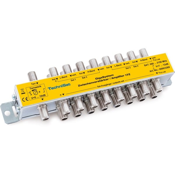 TechniSat 17Z Conmutadores de vídeo Amplificador plateado Plata Amarillo 300 g 210 x 55 x 44 mm 500 g